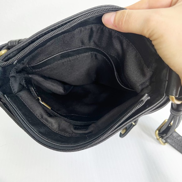 Black Zip Top Adjustable Crossbody Strap Shoulder Bag - Picture 7 of 9